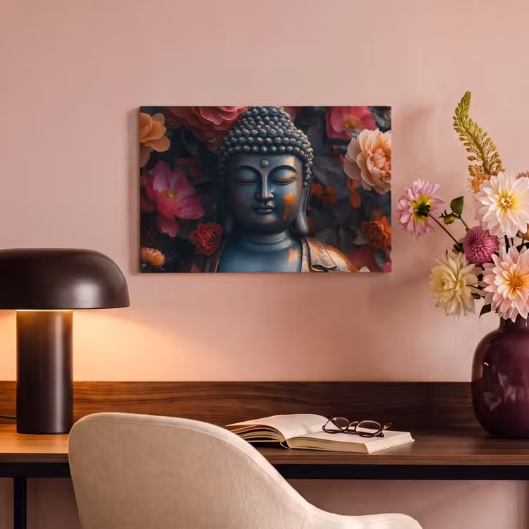 Canvas schilderij - Boeddha - Bloemen - Buddha - Beeld - Kunst — 6
