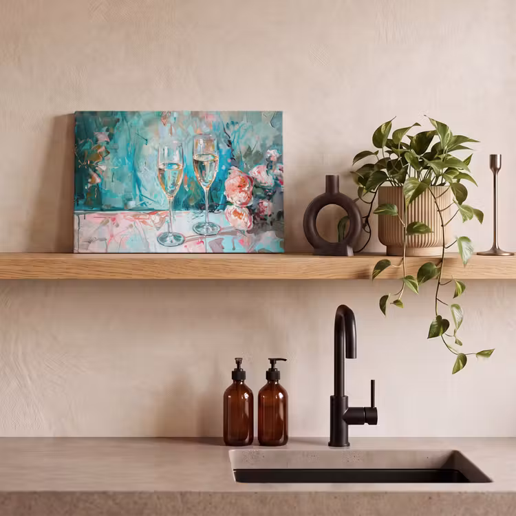 Canvas schilderij - Champagne - Schilderij - Bloemen - Kunst — 4
