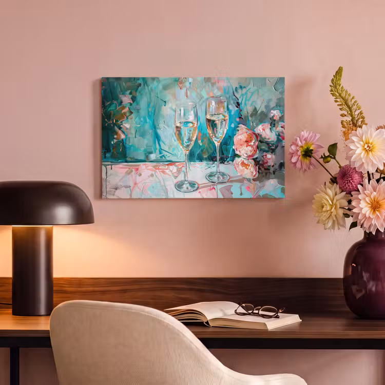 Canvas schilderij - Champagne - Schilderij - Bloemen - Kunst — 6