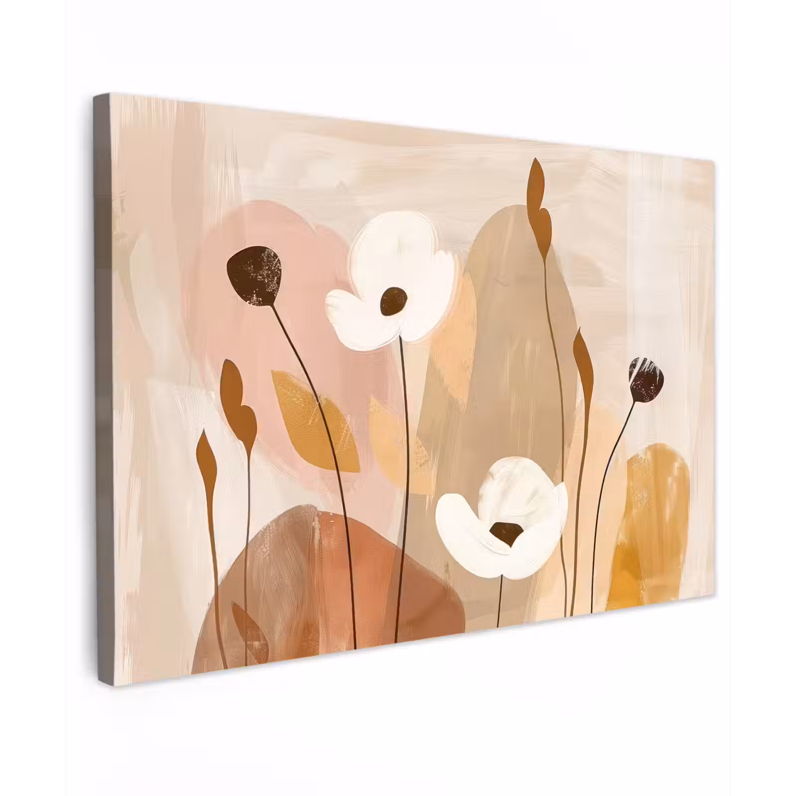 Canvas schilderij - Bloemen - Abstract - Beige - Kunst — 1