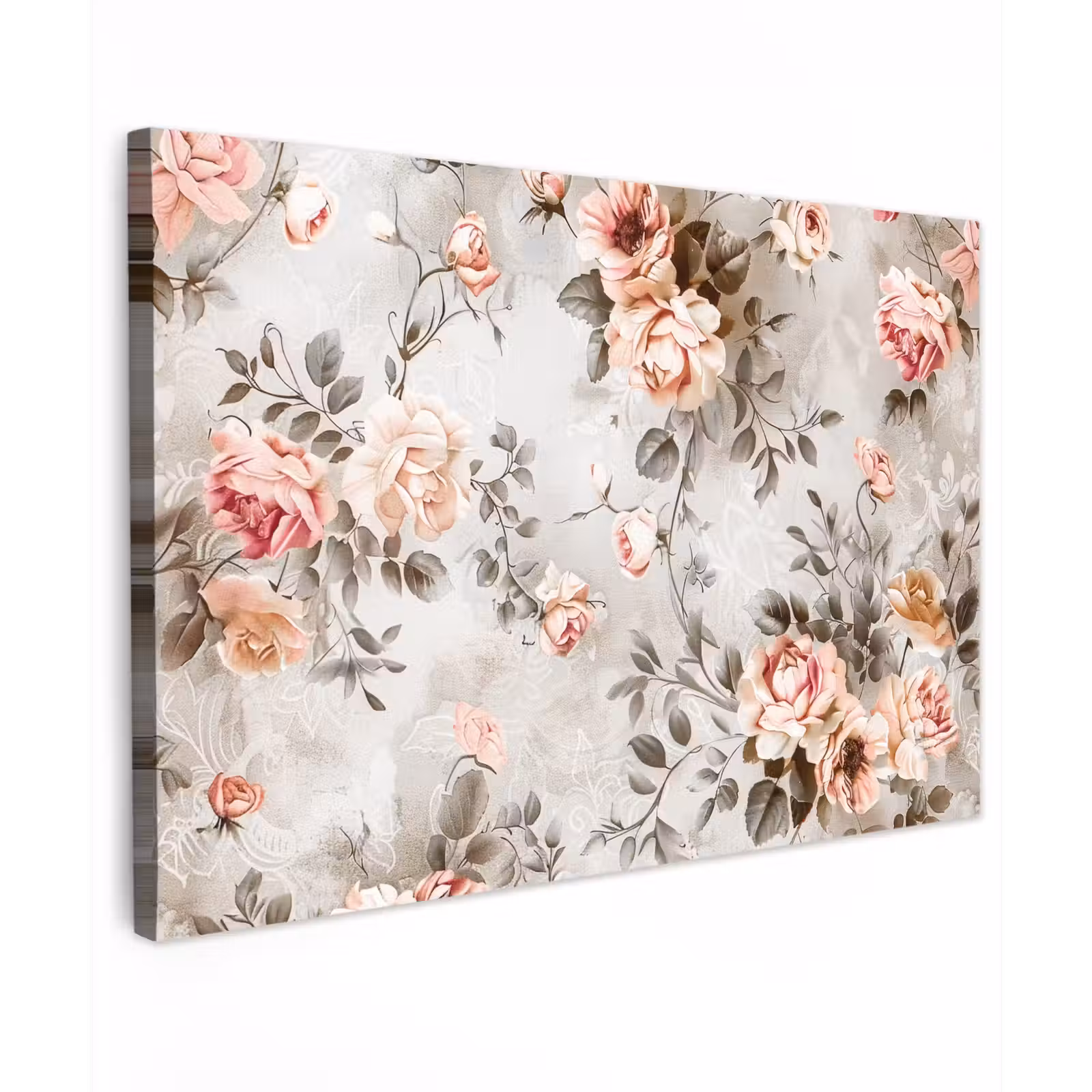 Canvas schilderij - Bloemen - Beton - Planten - Roze — 1