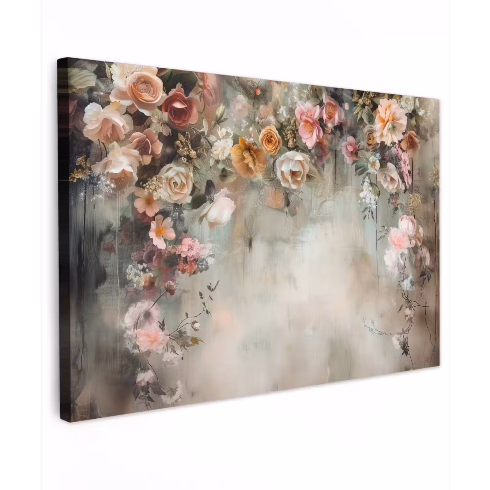 Canvas schilderij - Bloemen - Beton - Rozen - Grijs — 1