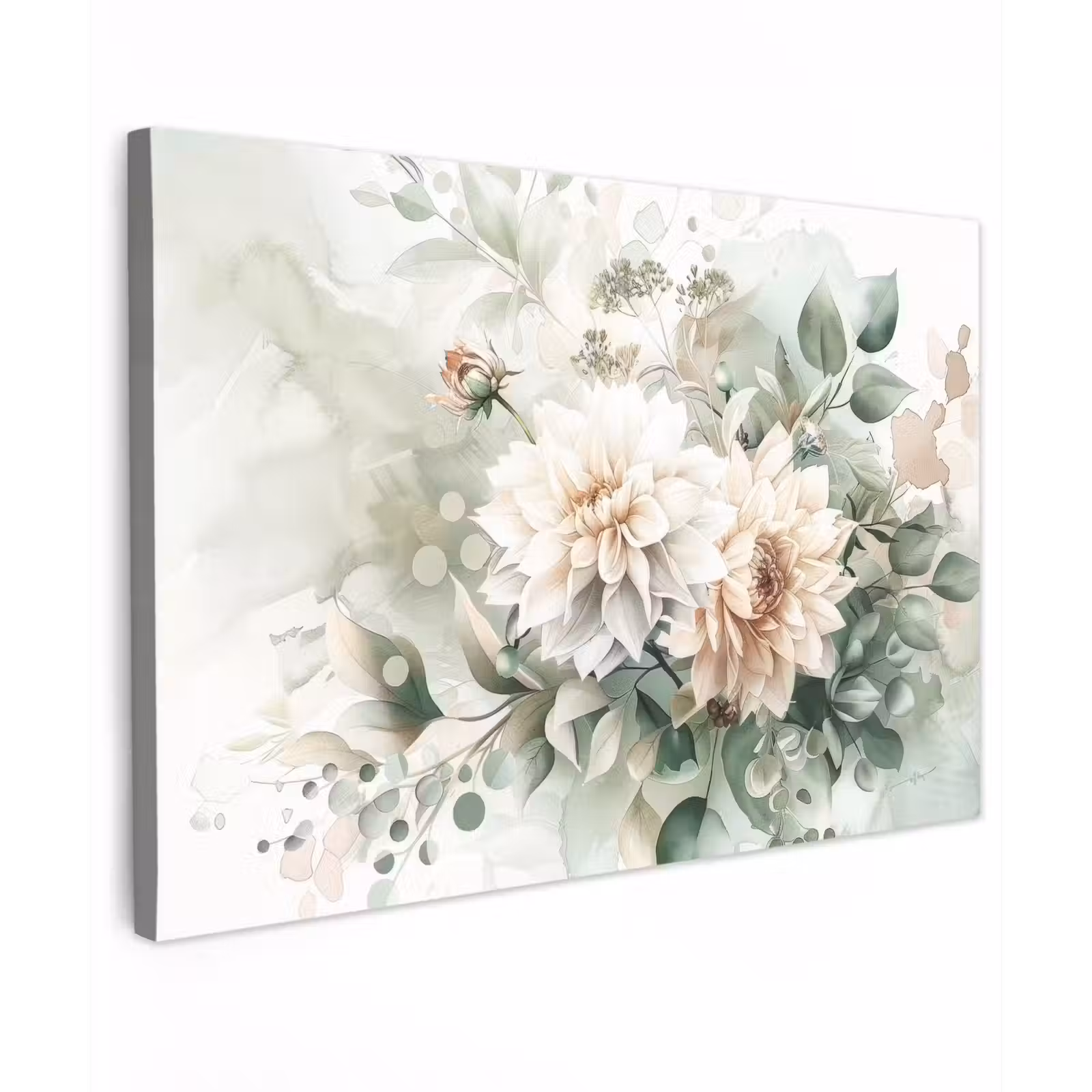 Canvas schilderij - Bloemen - Wit - Planten - Dahlia's — 1