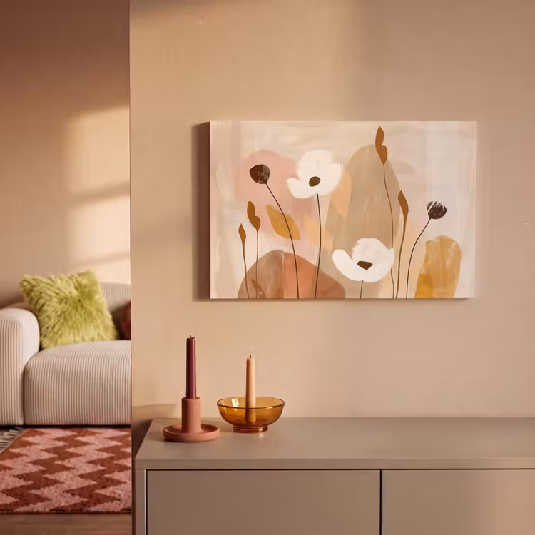 Canvas schilderij - Bloemen - Abstract - Beige - Kunst — 2