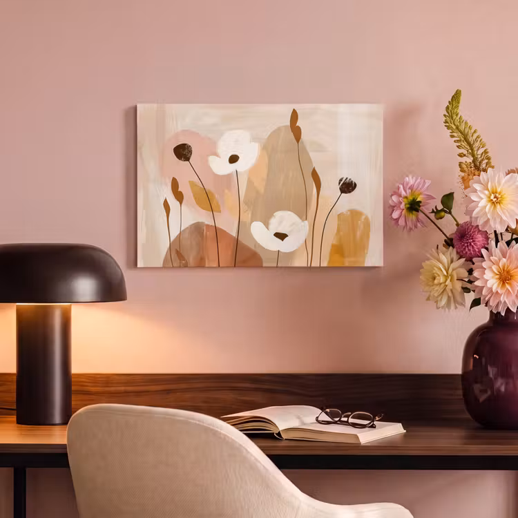 Canvas schilderij - Bloemen - Abstract - Beige - Kunst — 6