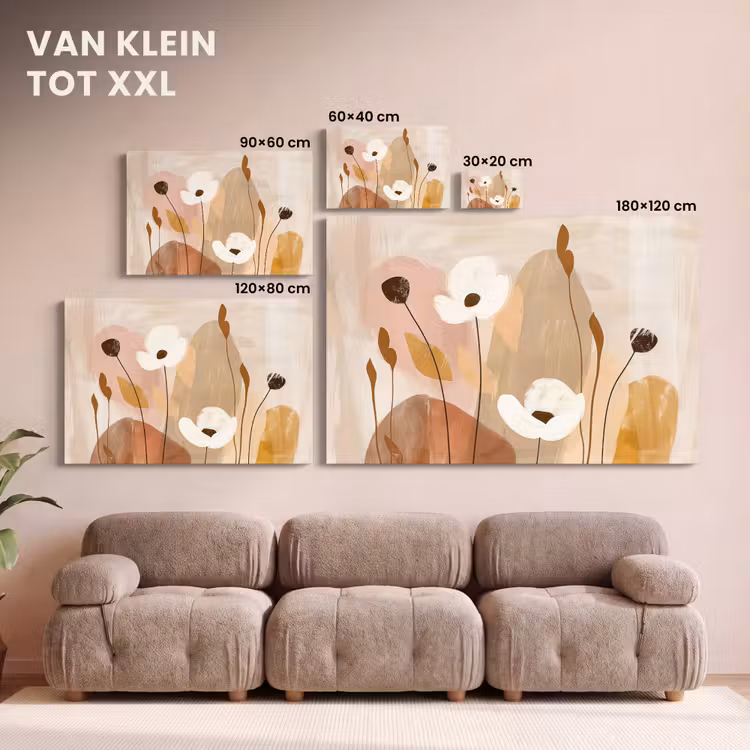 Canvas schilderij - Bloemen - Abstract - Beige - Kunst — 7