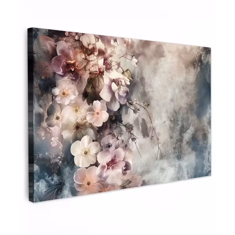 Canvas schilderij - Bloemen - Beton - Grijs - Flora — 1