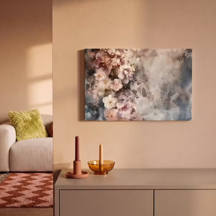 Canvas schilderij - Bloemen - Beton - Grijs - Flora — 2