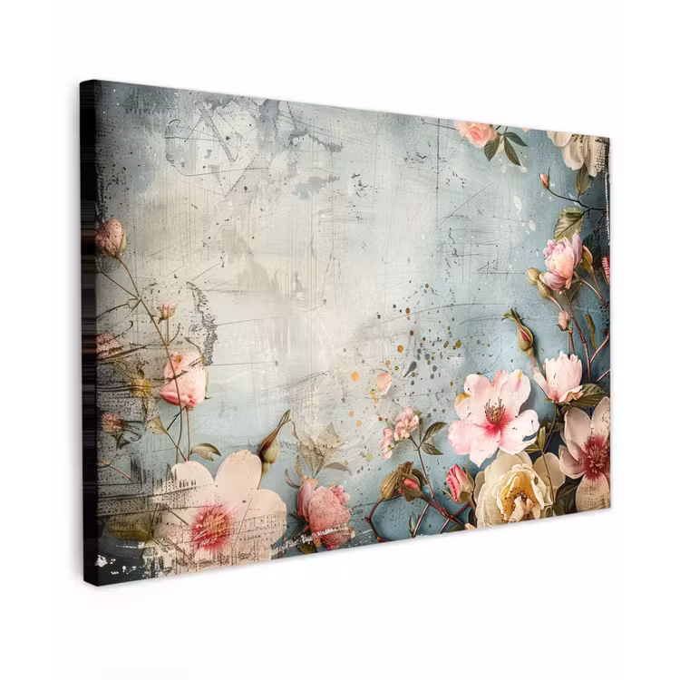 Canvas schilderij - Bloemen - Beton - Grijs - Natuur — 1