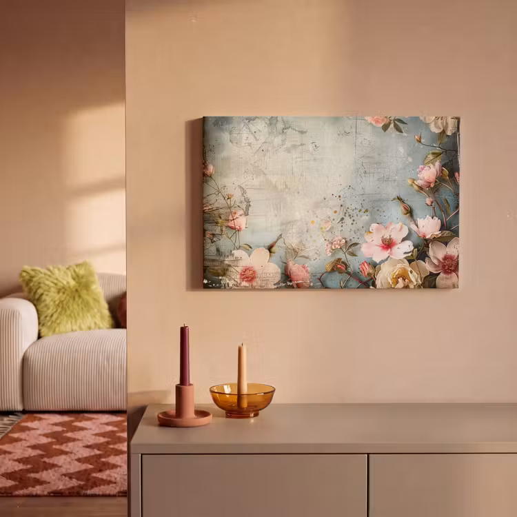 Canvas schilderij - Bloemen - Beton - Grijs - Natuur — 2