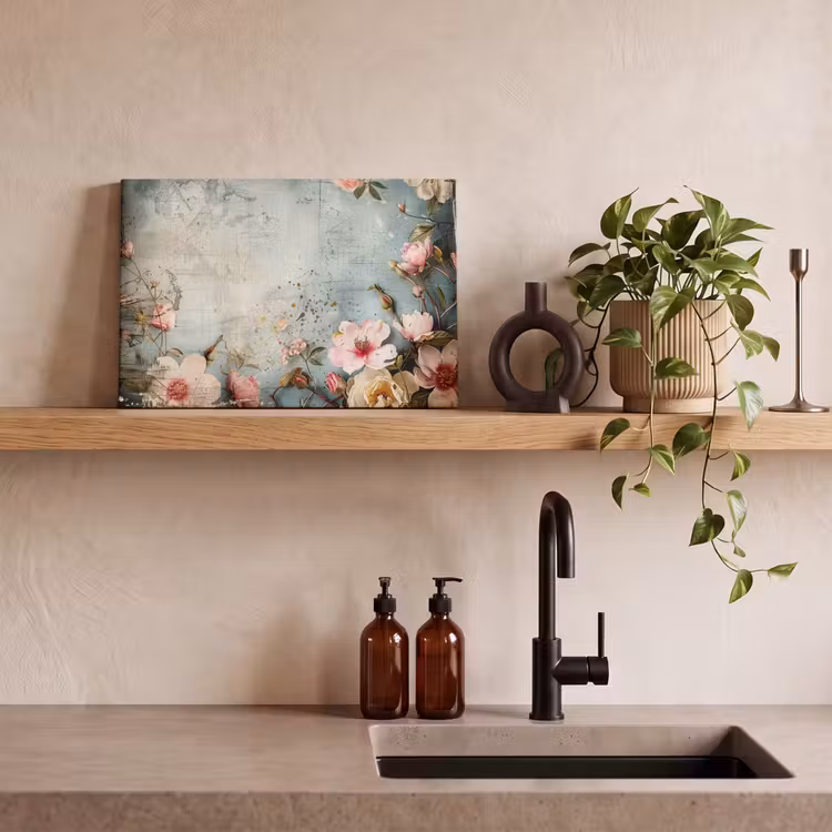 Canvas schilderij - Bloemen - Beton - Grijs - Natuur — 4
