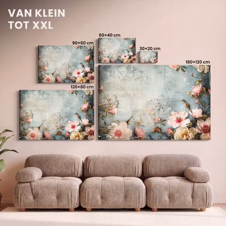 Canvas schilderij - Bloemen - Beton - Grijs - Natuur — 7