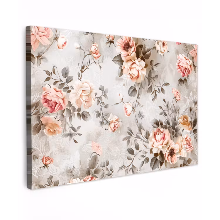 Canvas schilderij - Bloemen - Beton - Planten - Roze — 1