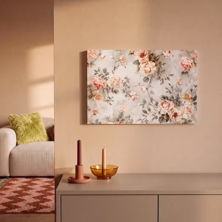 Canvas schilderij - Bloemen - Beton - Planten - Roze — 2