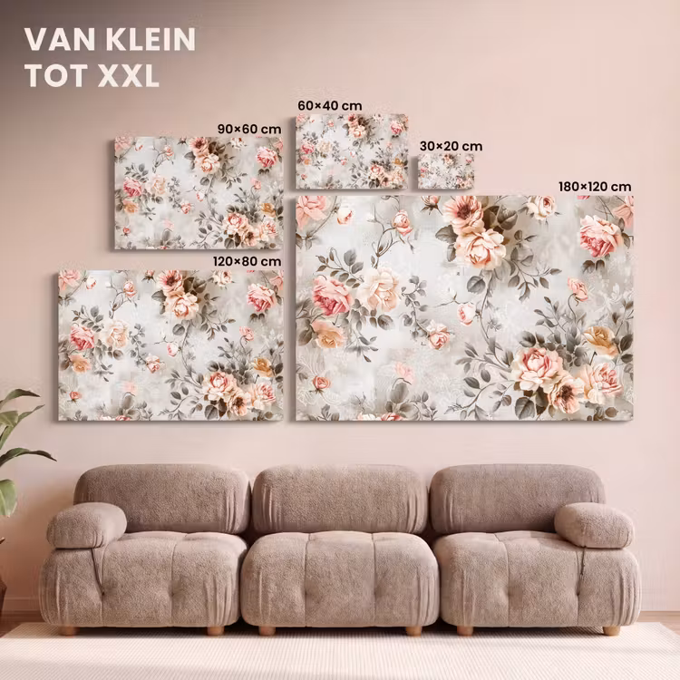 Canvas schilderij - Bloemen - Beton - Planten - Roze — 7