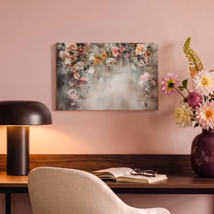 Canvas schilderij - Bloemen - Beton - Rozen - Grijs — 6
