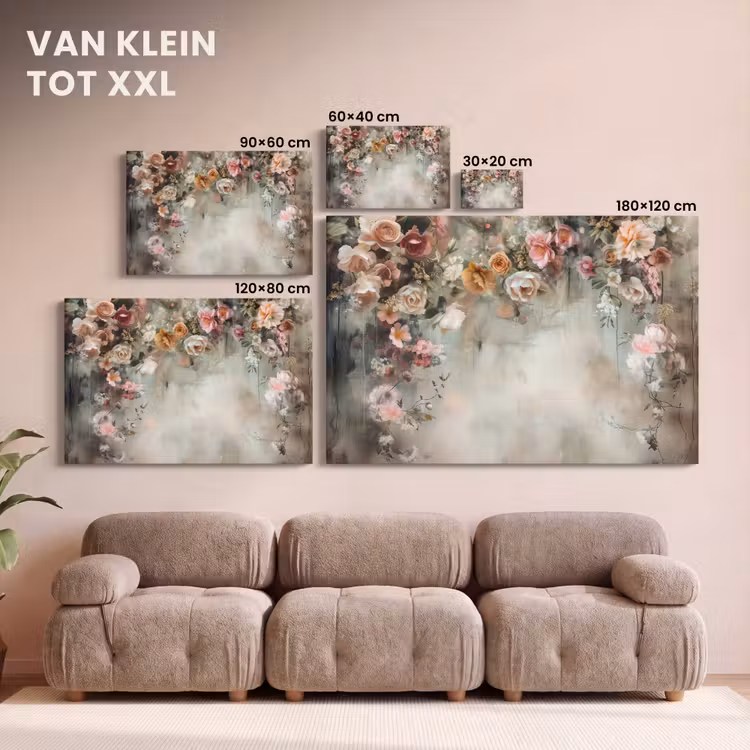 Canvas schilderij - Bloemen - Beton - Rozen - Grijs — 7
