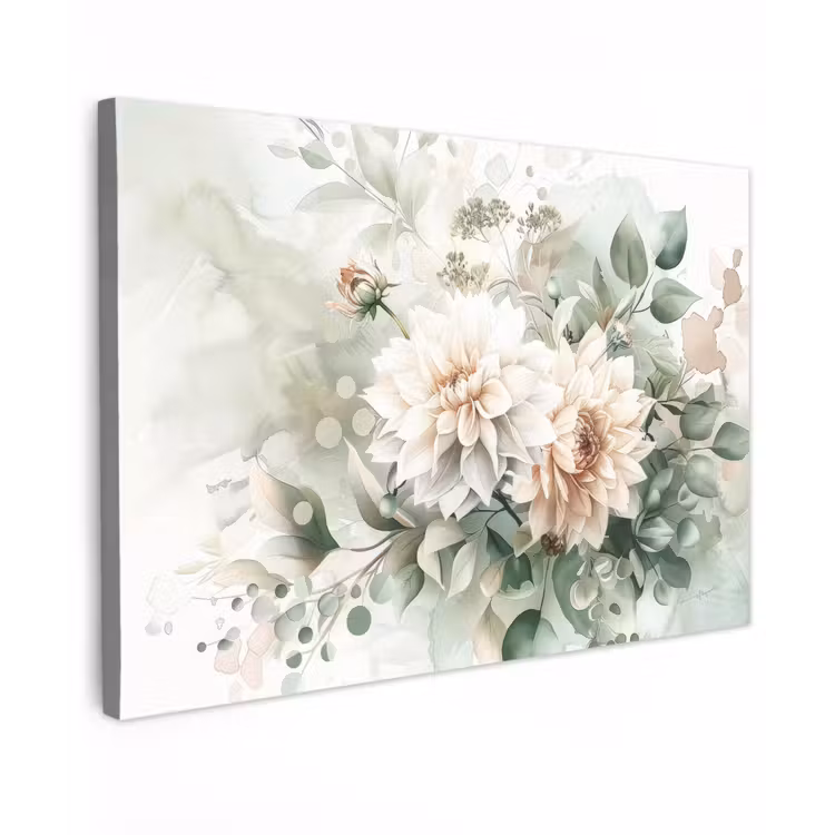 Canvas schilderij - Bloemen - Wit - Planten - Dahlia's — 1