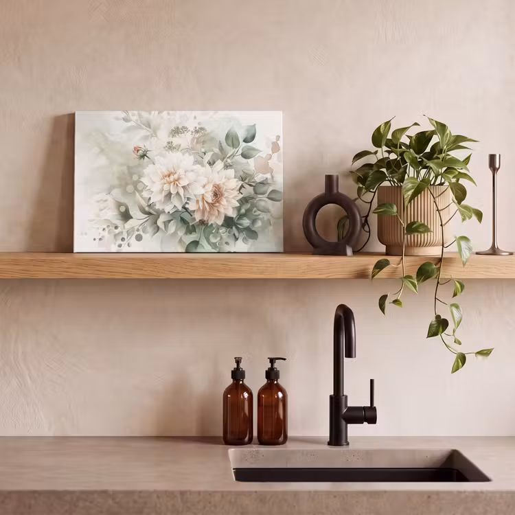 Canvas schilderij - Bloemen - Wit - Planten - Dahlia's — 4
