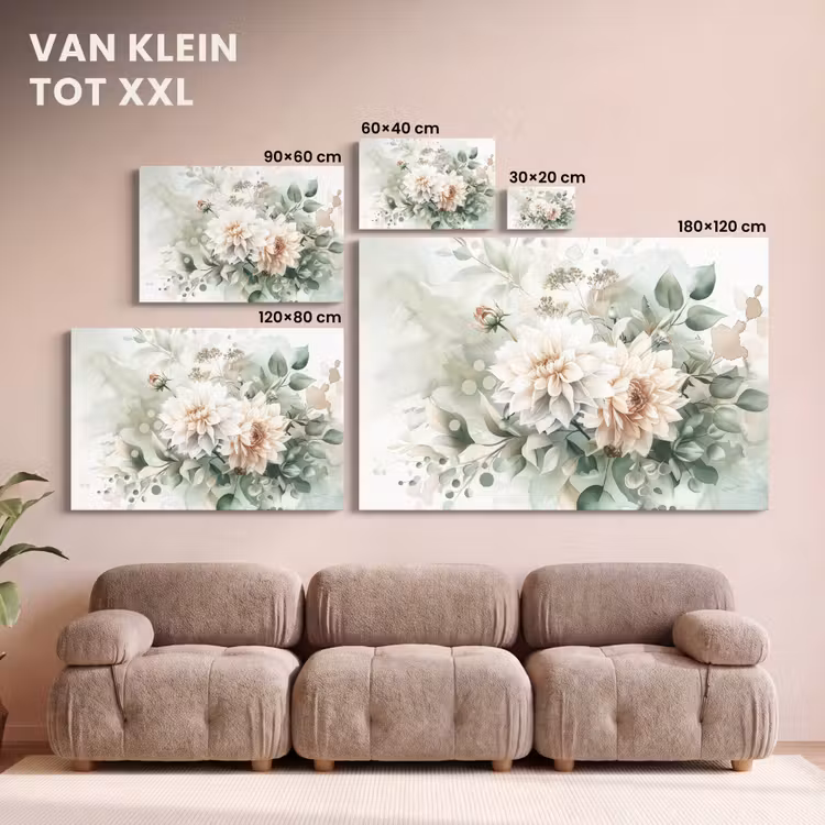 Canvas schilderij - Bloemen - Wit - Planten - Dahlia's — 7