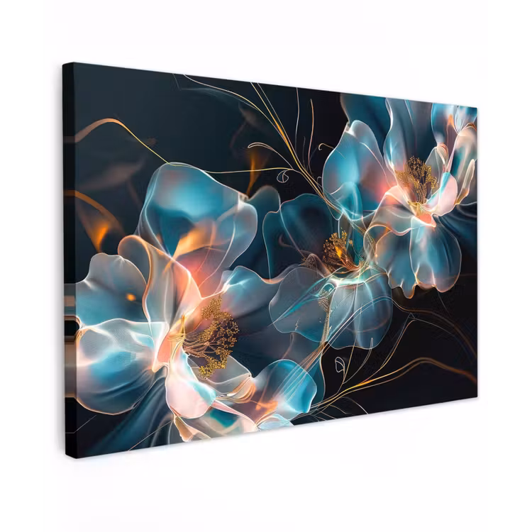 Canvas schilderij - Bloemen - Zwart - Licht - Flora — 1
