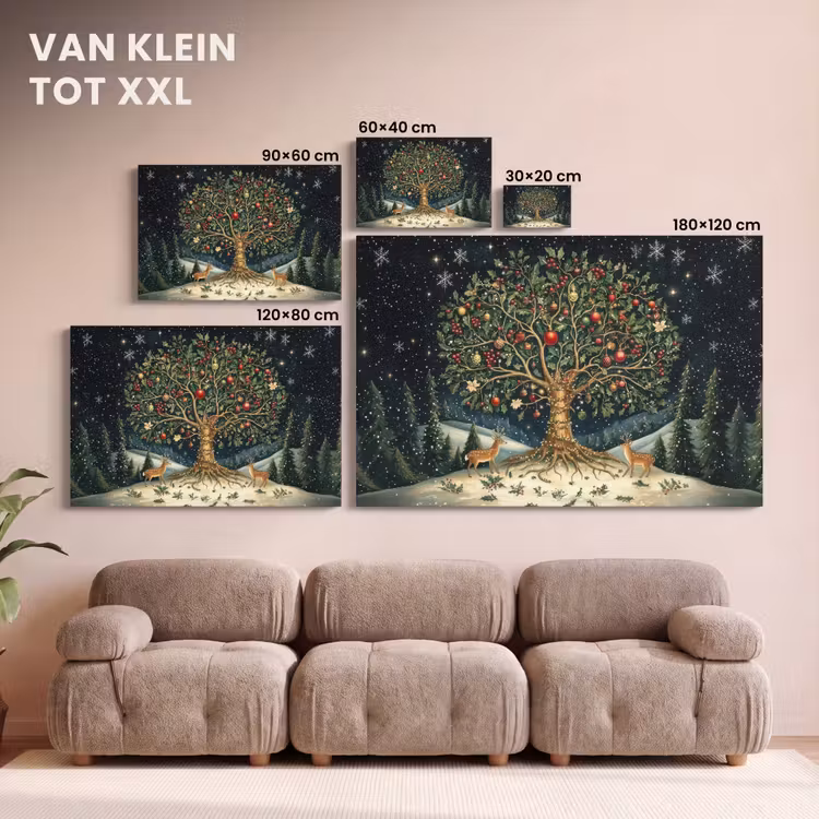 Canvas schilderij - Feestboom - Winterhemel - Kleurrijk — 8