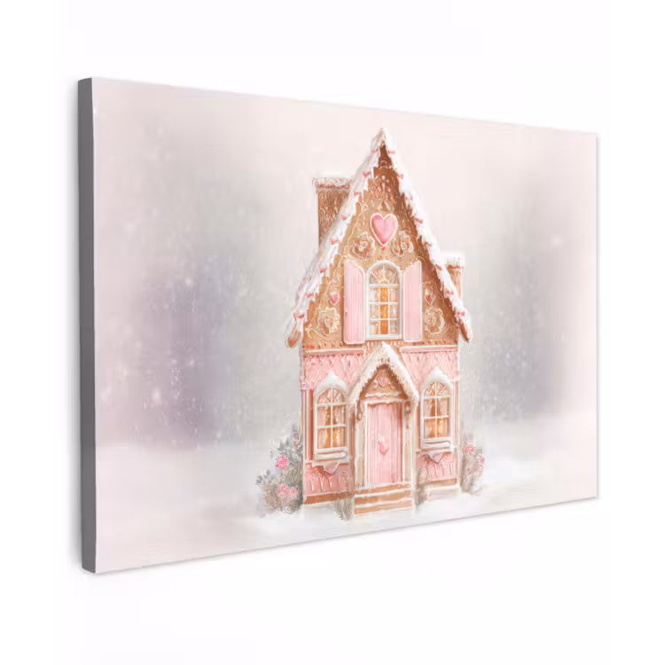 Canvas schilderij - Huisje - Suiker - Pastel — 1
