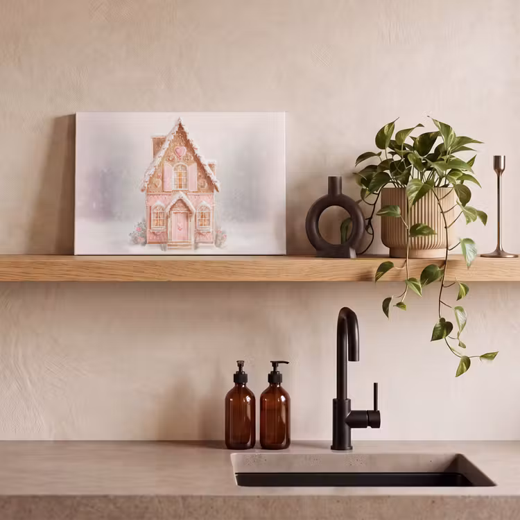 Canvas schilderij - Huisje - Suiker - Pastel — 4