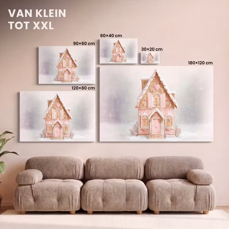 Canvas schilderij - Huisje - Suiker - Pastel — 8
