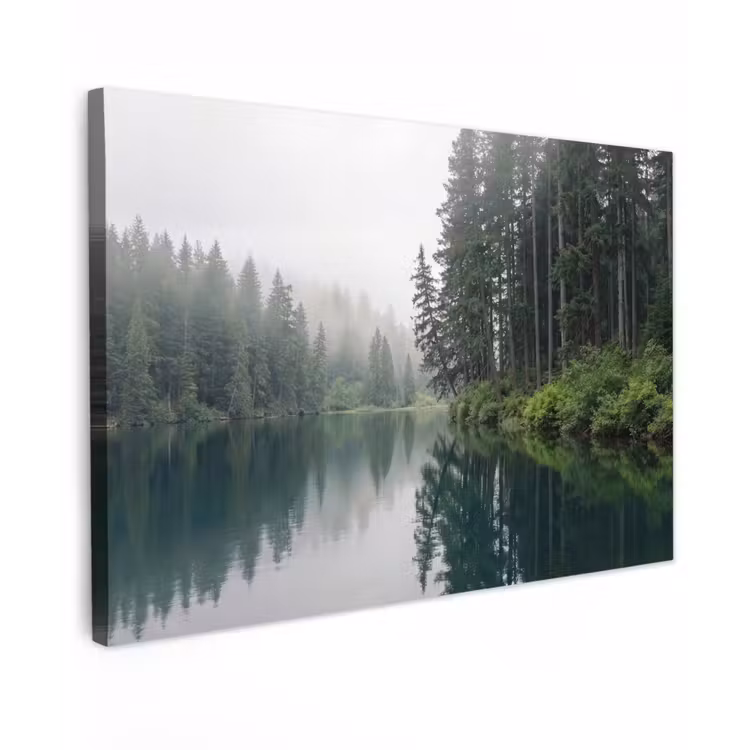 Canvas schilderij - Bergen - Meer - Bos — 1