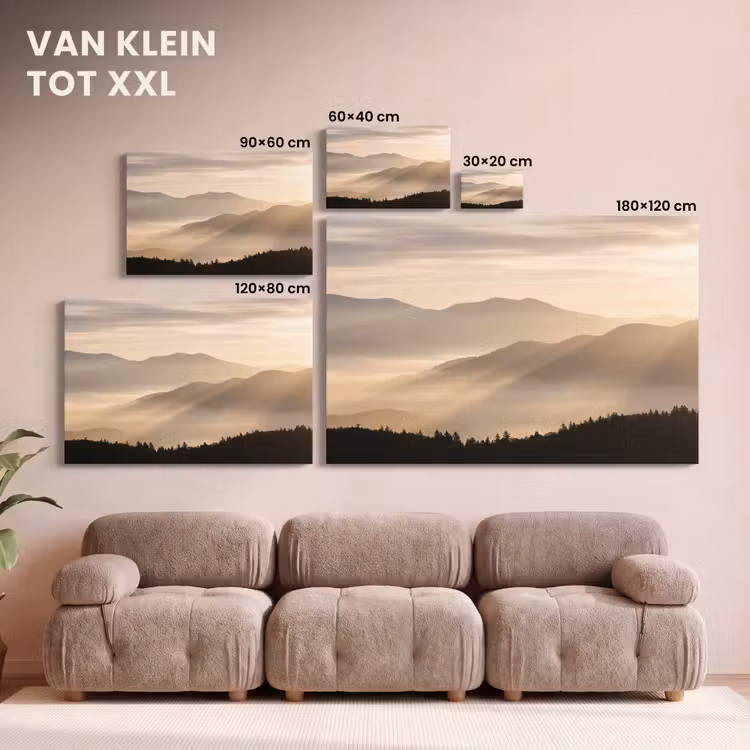 Canvas schilderij - Bergen - Mist - Zonnestralen — 8