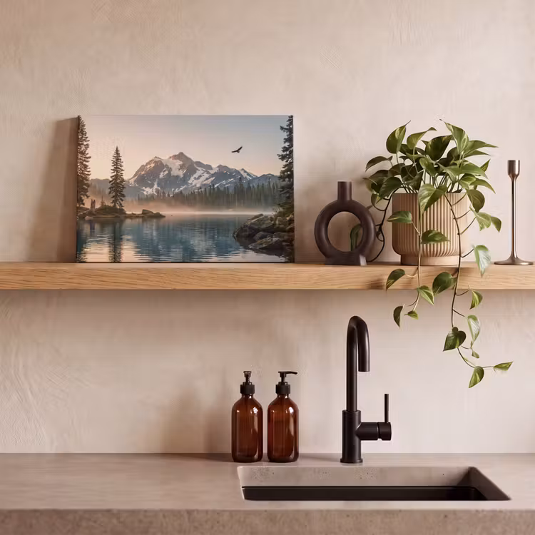 Canvas schilderij - Bergen - Water - Bomen — 4