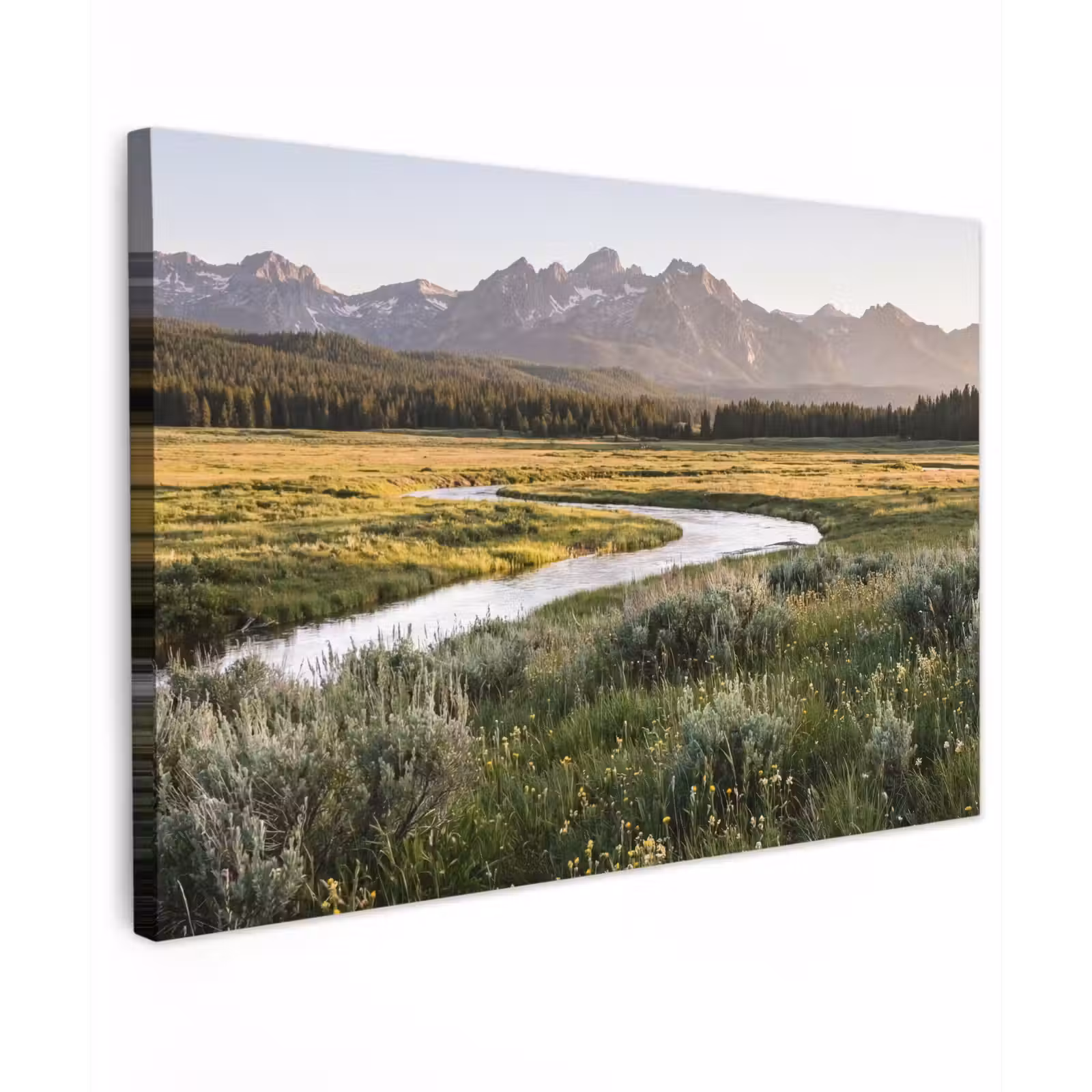 Canvas schilderij - Berglandschap - Rivier - Bos — 1