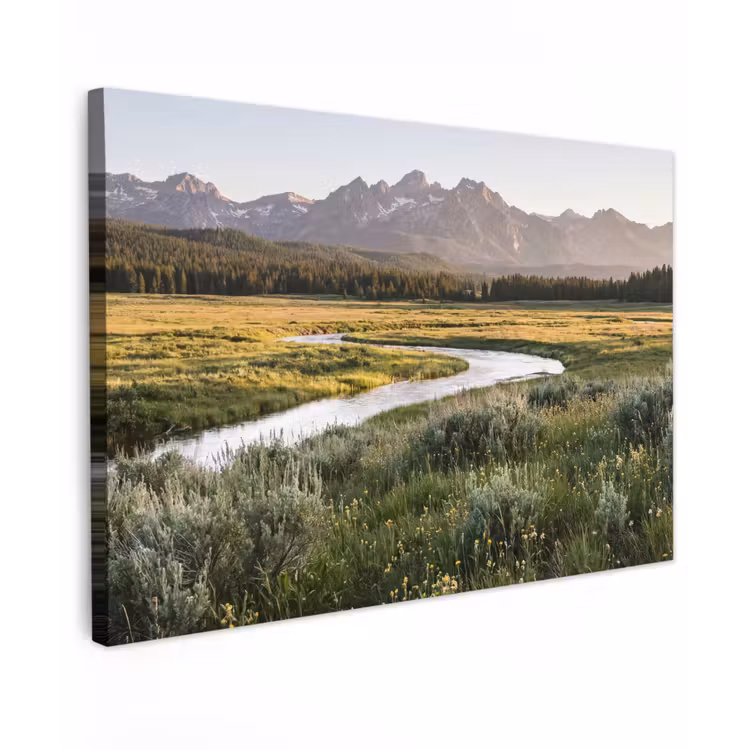 Canvas schilderij - Berglandschap - Rivier - Bos — 1