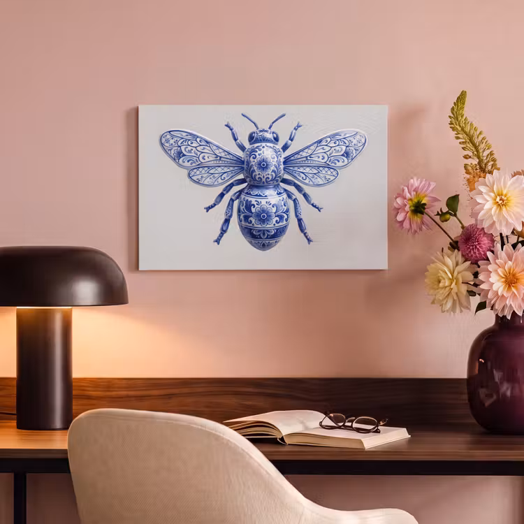 Canvas schilderij - Bij - Modern - Delfts - Blauw — 6