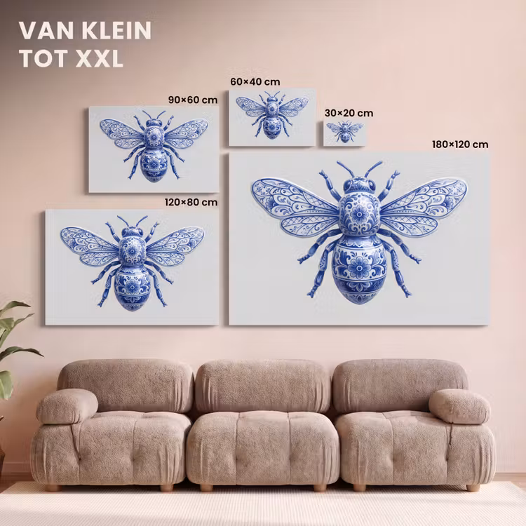 Canvas schilderij - Bij - Modern - Delfts - Blauw — 8
