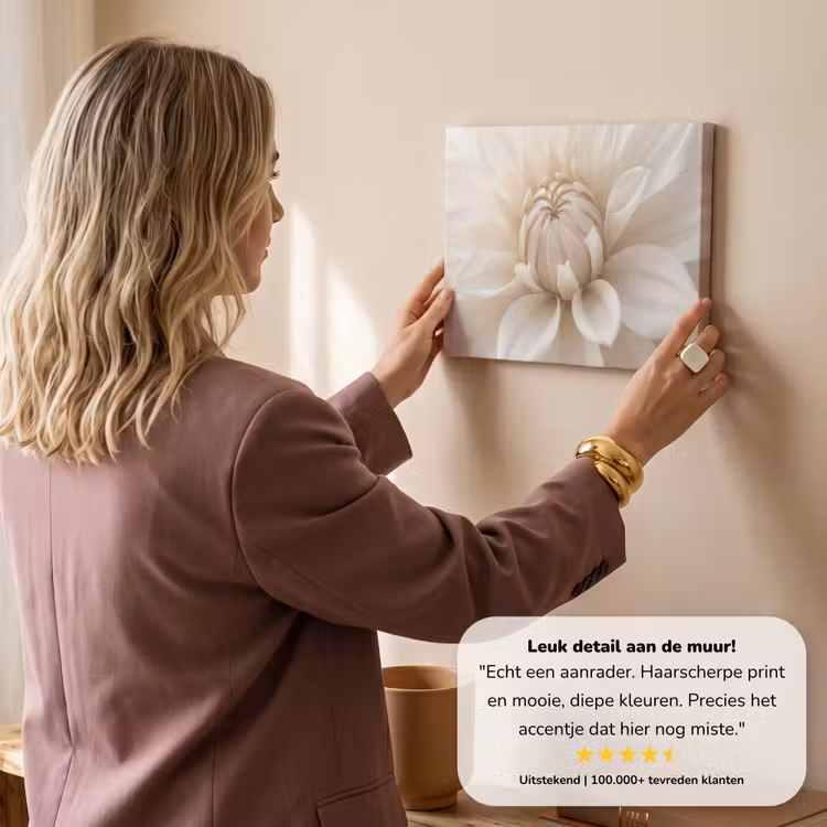 Canvas schilderij - Bloem - Dahlia - Wit — 3