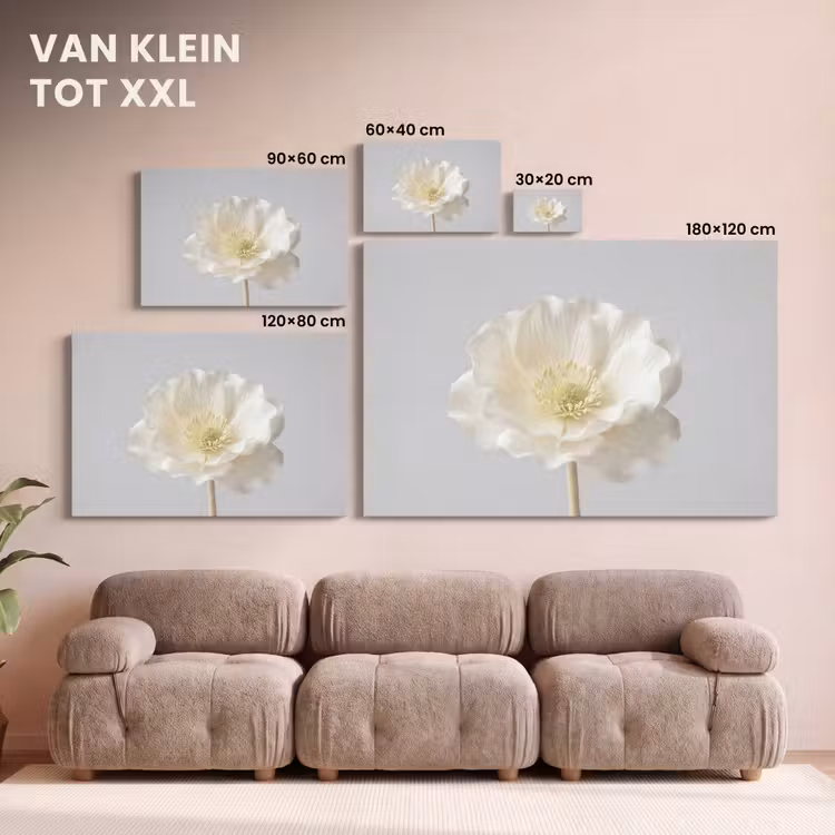 Canvas schilderij - Bloem - Minimalistisch -Wit — 8