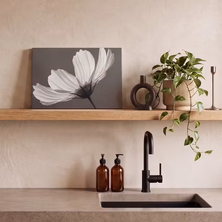 Canvas schilderij - Bloem - Minimalistisch - Zwart - Wit — 4