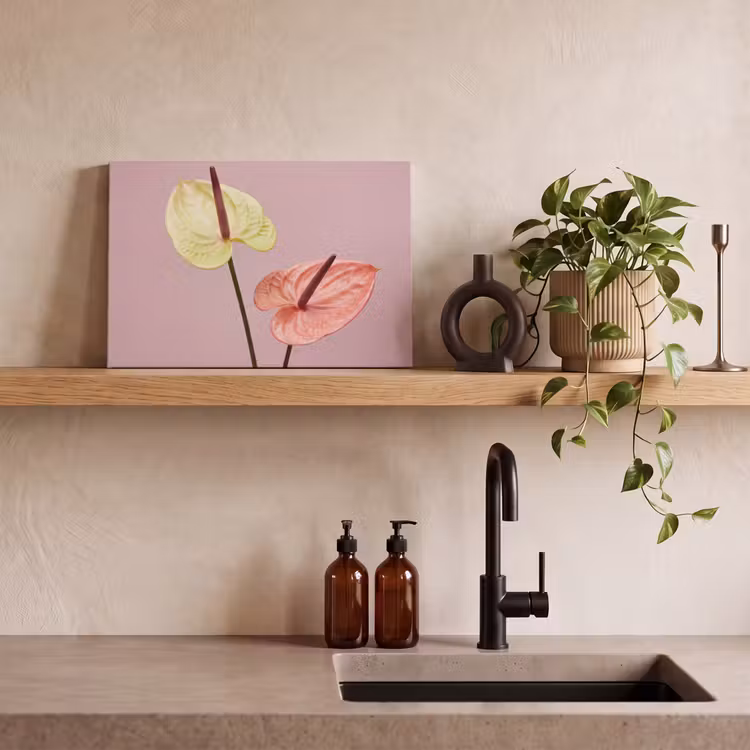 Canvas schilderij - Bloemen - Anthuriums - Geel - Roze — 4
