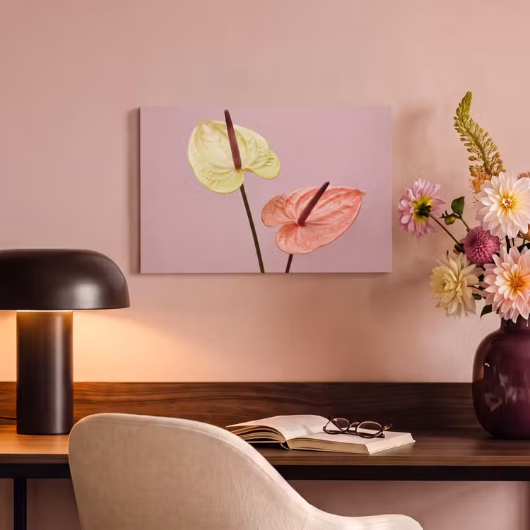 Canvas schilderij - Bloemen - Anthuriums - Geel - Roze — 6