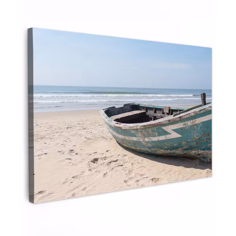 Canvas schilderij - Boot - Zandstrand - Zee — 1
