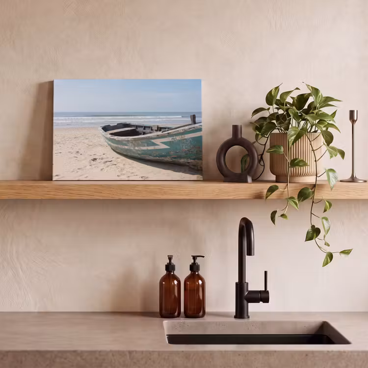 Canvas schilderij - Boot - Zandstrand - Zee — 4