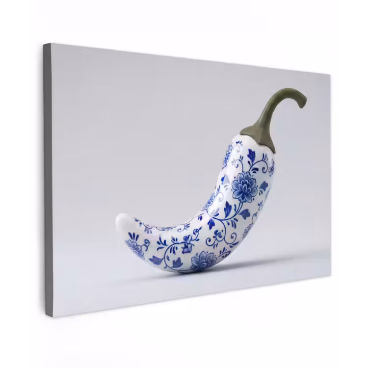 Canvas schilderij - Chilipeper - Keramiek - Blauw — 1