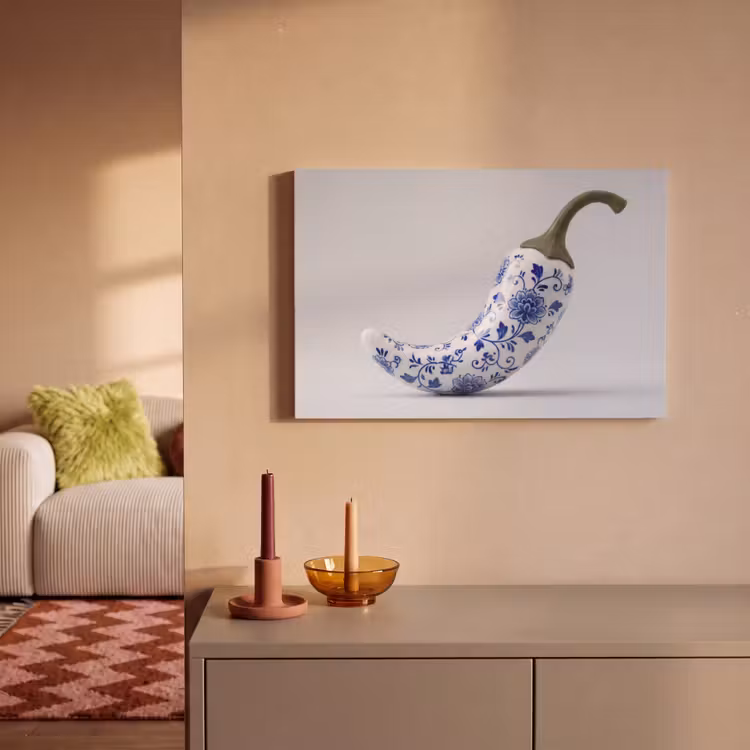 Canvas schilderij - Chilipeper - Keramiek - Blauw — 2