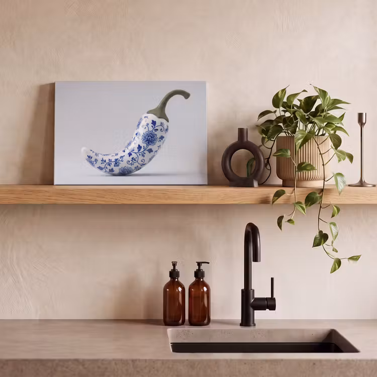 Canvas schilderij - Chilipeper - Keramiek - Blauw — 4