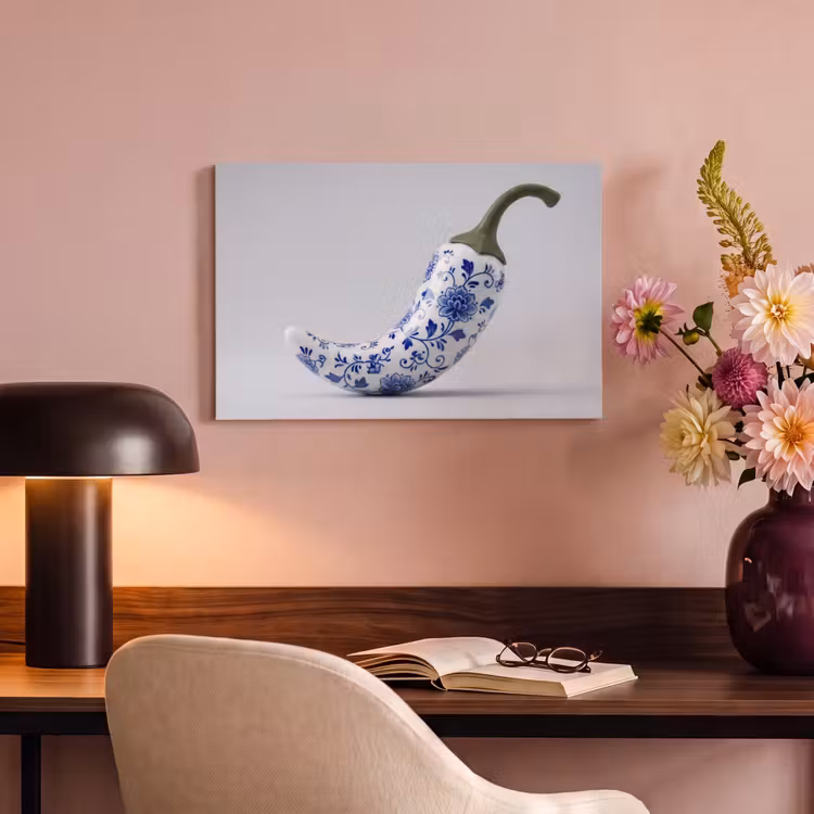 Canvas schilderij - Chilipeper - Keramiek - Blauw — 6
