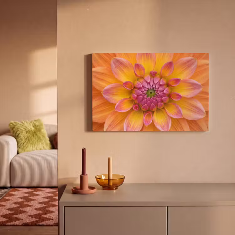 Canvas schilderij - Dahlia - Bloem - Oranje — 2