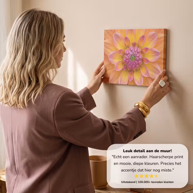 Canvas schilderij - Dahlia - Bloem - Oranje — 3