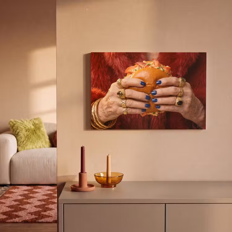 Canvas schilderij - Broodje - Bontjas - Goud — 2